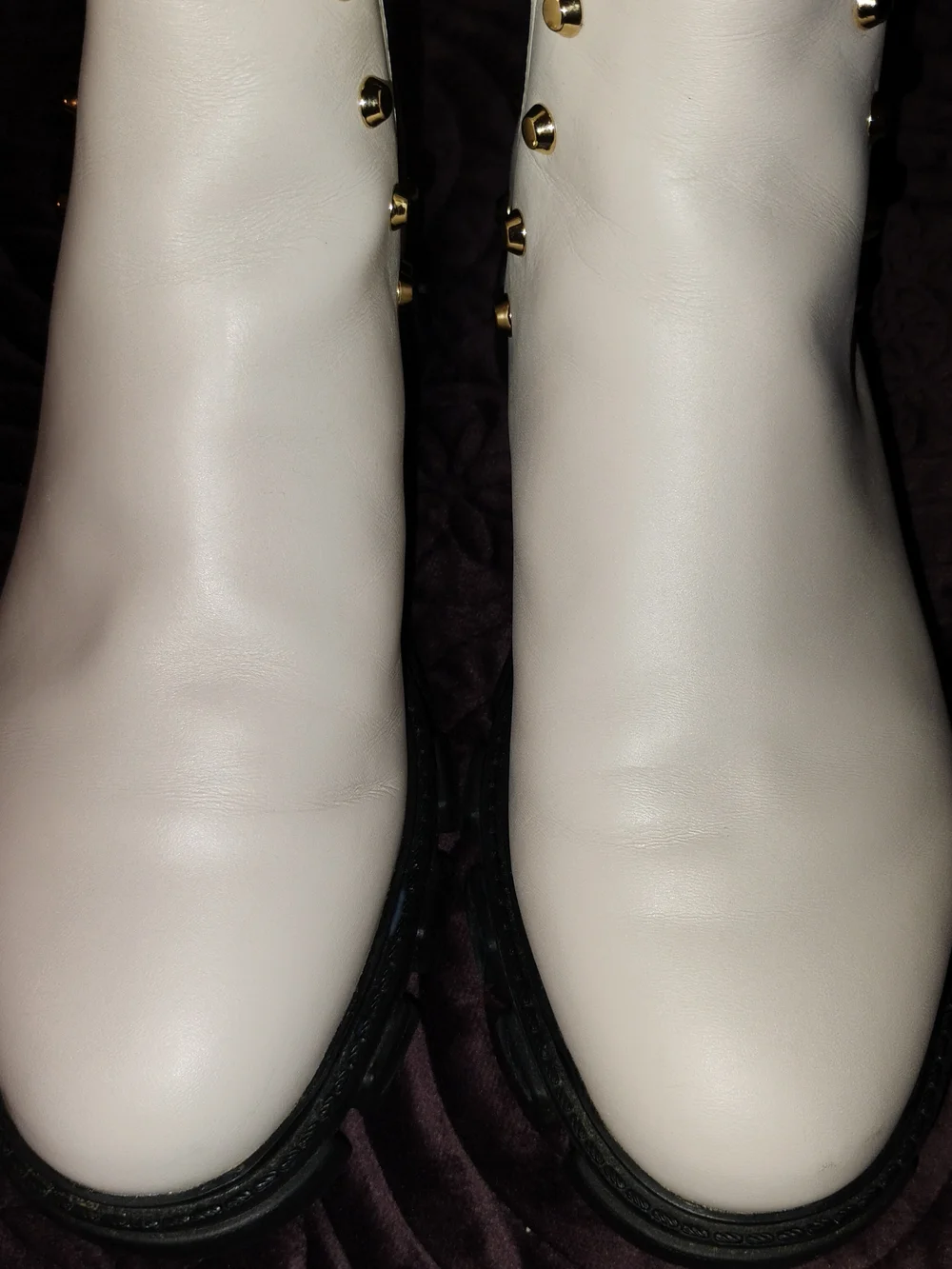 MICHAEL Michael Kors White Leather Chelsea Booties with Gold Studs - Picture 9 of 9